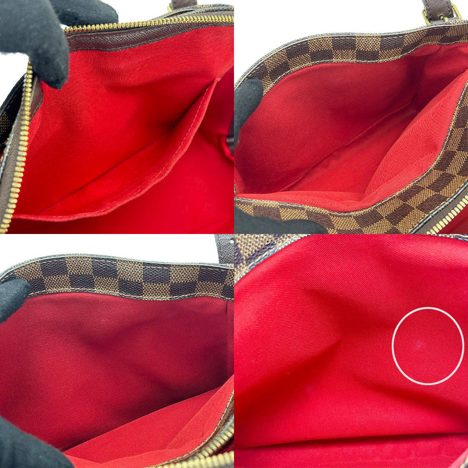 Louis Vuitton Shoulder Bag Belem MM Damier Ebene Gold Metal