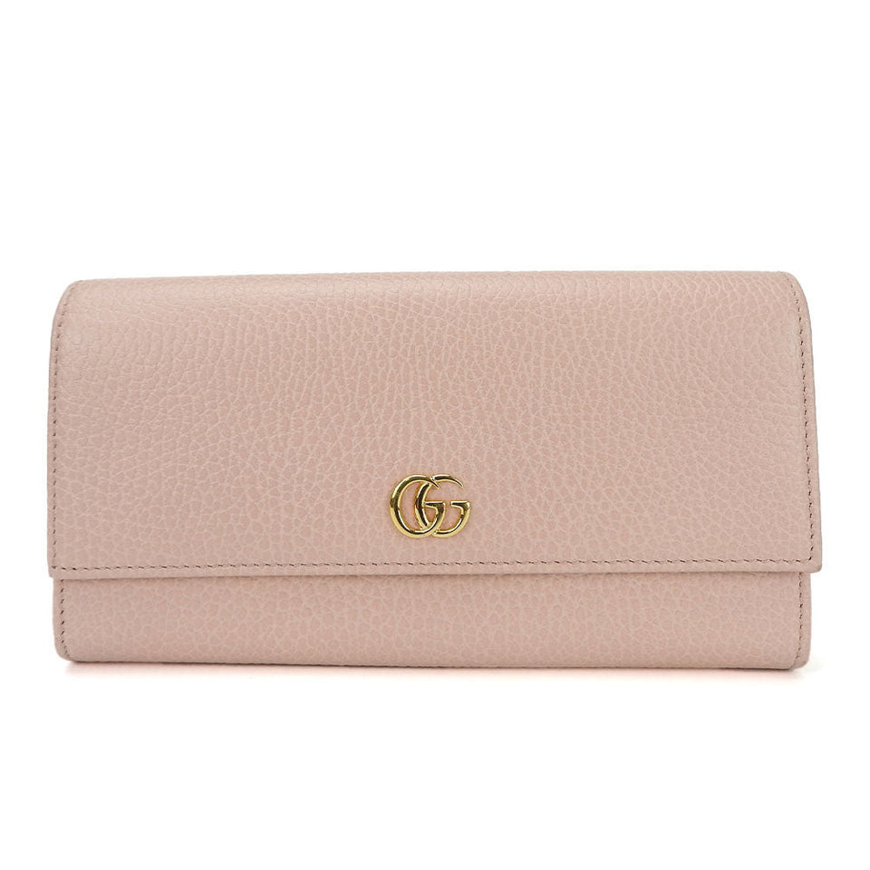 Gucci Long Wallet Purse 456116 leather pink Double G GG Marmont Women