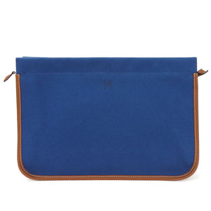 Hermes Clutch bag Canvas, Leather blue Women(Unisex)