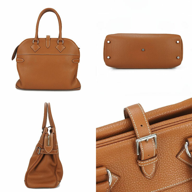 Hermes Handbag Taurillon Clemence Brown Atlas 35 Women