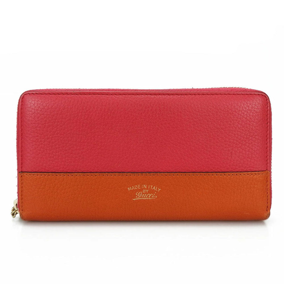 Gucci Long Wallet Purse 307984 leather Orange Bamboo