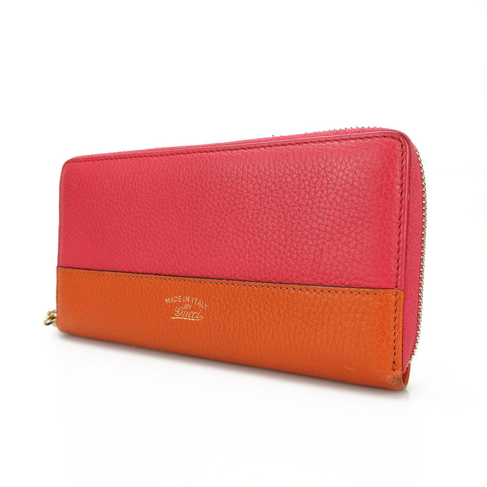 Gucci Long Wallet Purse 307984 leather Orange Bamboo