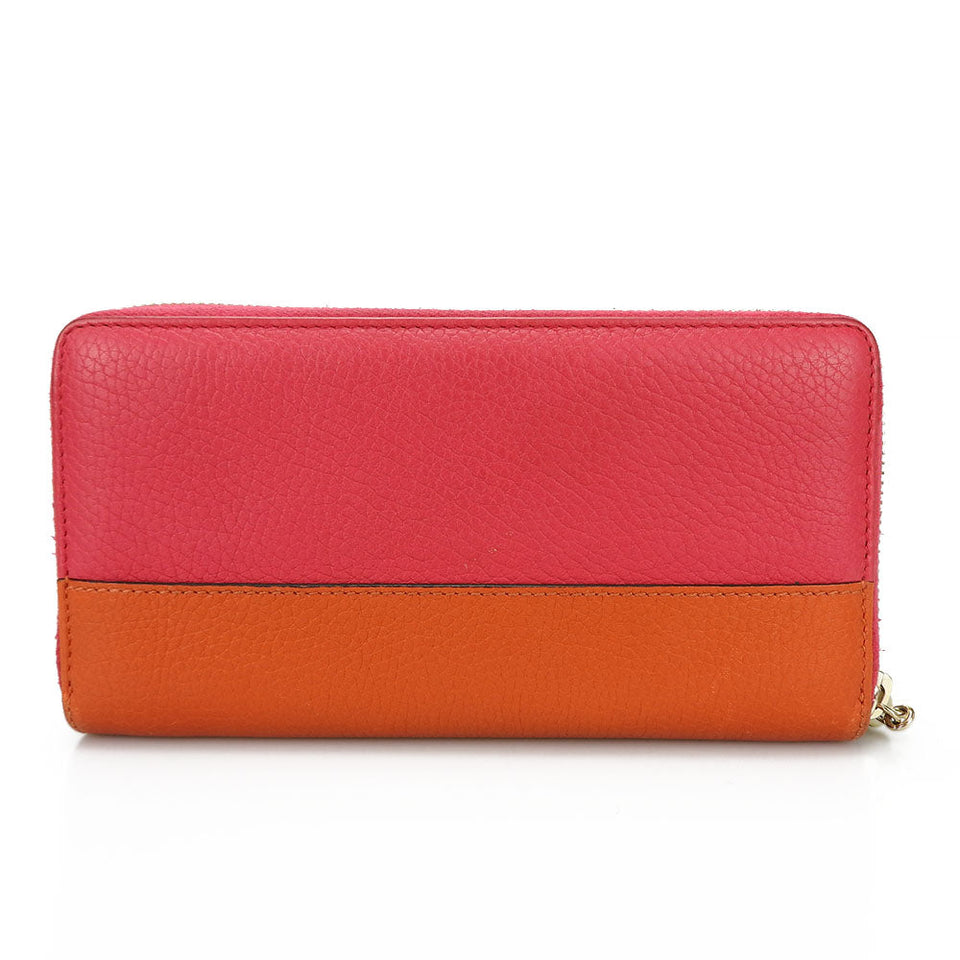 Gucci Long Wallet Purse 307984 leather Orange Bamboo