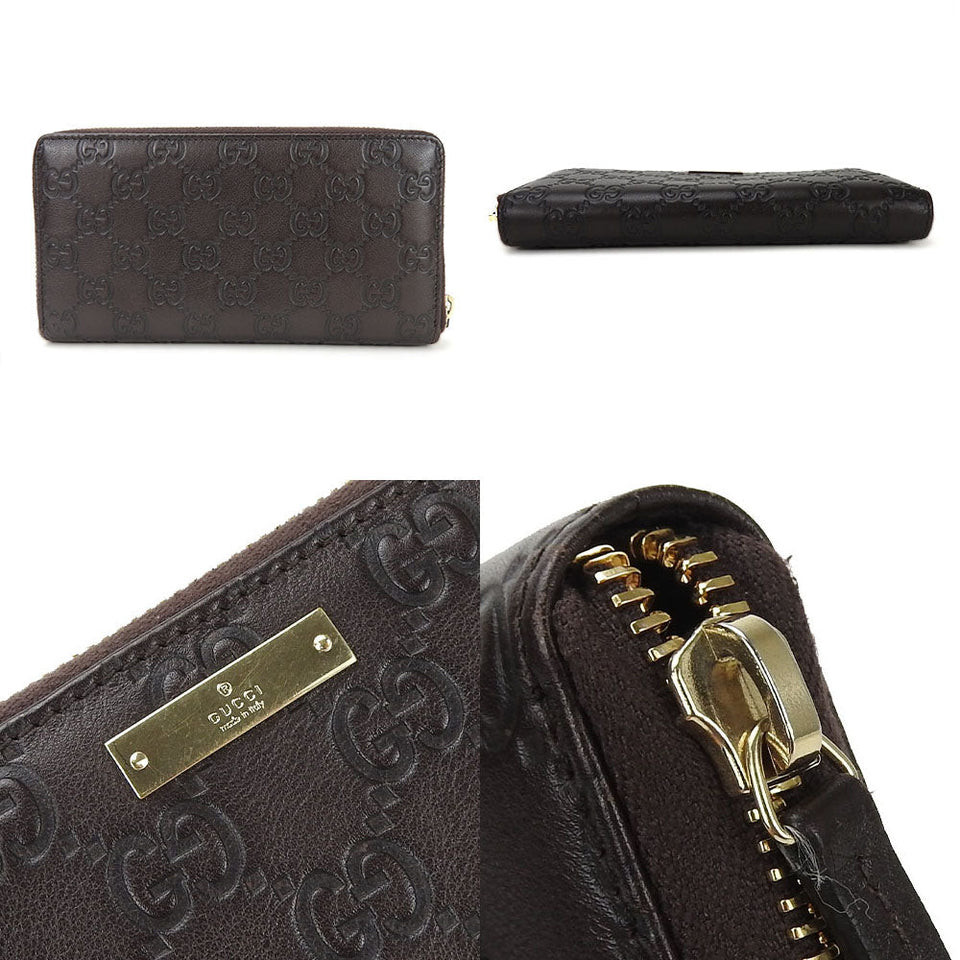 Gucci Long Wallet Purse 307980 leather Brown mens(Unisex)
