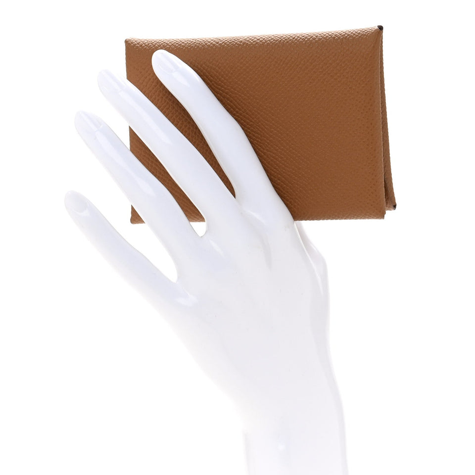 Hermes Epsom Calvi Duo Card Case Gold