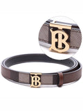 Luxury Burberry Reversible Checked Leather Belt Dark Birch Brown
