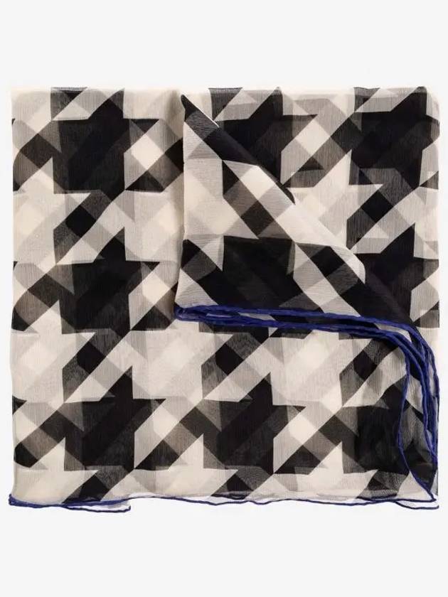 Luxury Burberry Houndstooth Silk Scarf Black