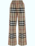Luxury Burberry Check Cotton Straight Pants Beige