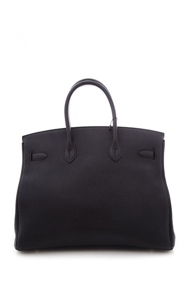 Hermes2018 Noir Clemence 35cm Birkin Handbag W/ Gold HW