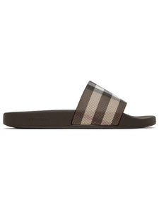 Luxury Burberry Check Print Slide Slippers Brown