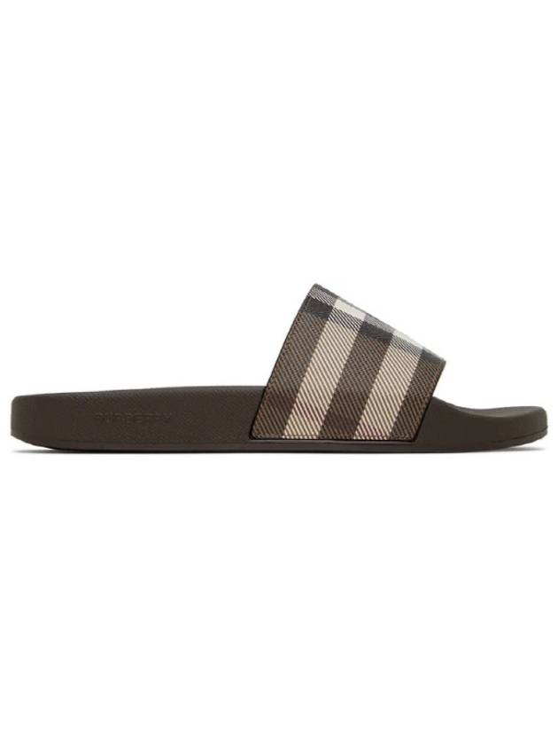 Luxury Burberry Check Print Slide Slippers Brown