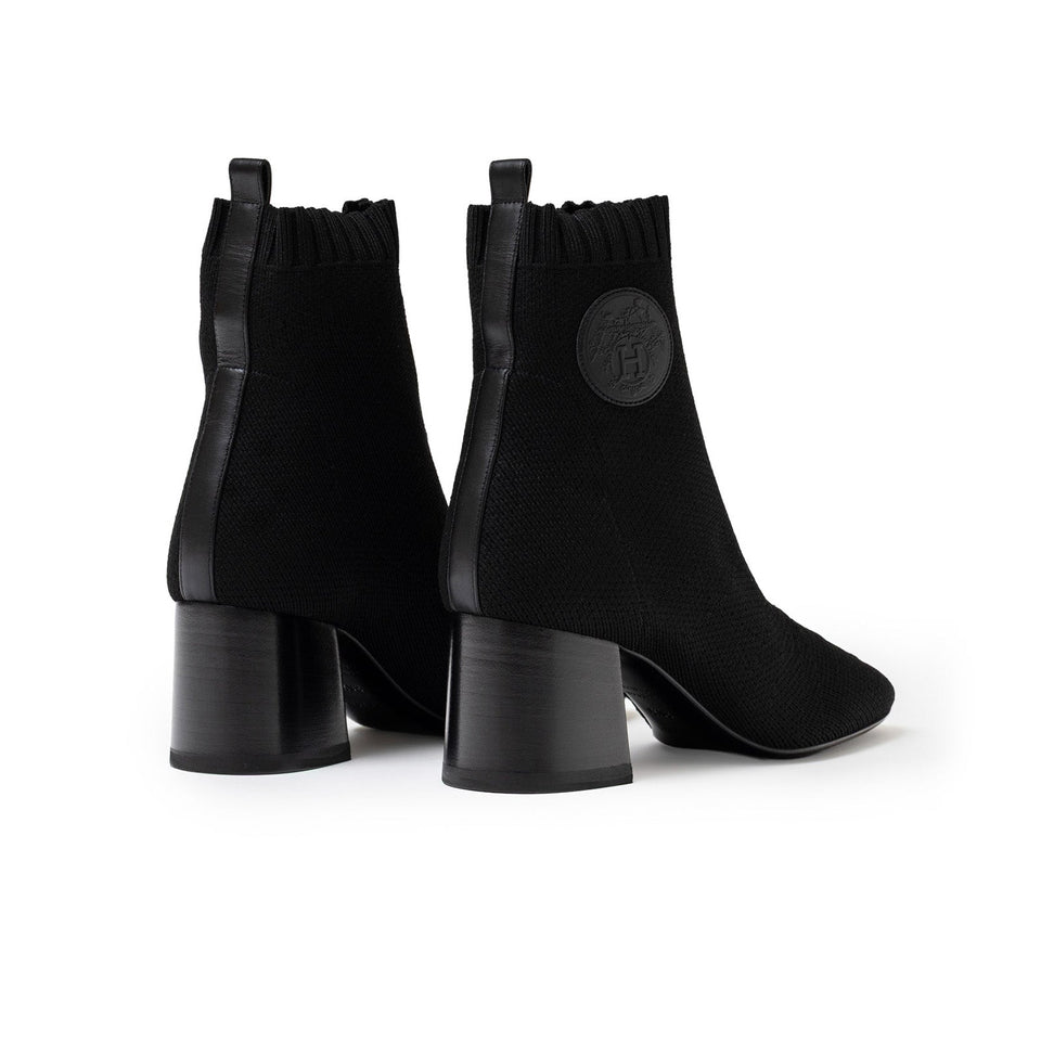 Hermes Volver 60 Ankle Boots Black Knit/Calf 36.5