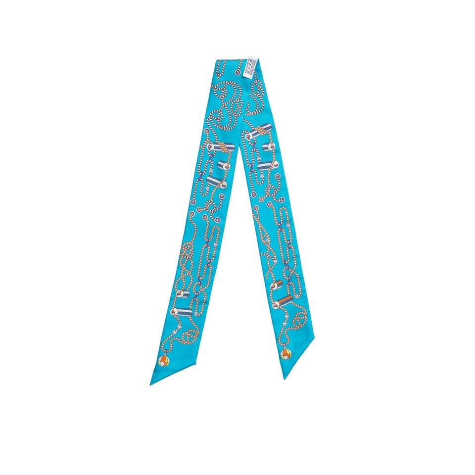 Hermes Twilly Cordages Turquoise/Orange/Blanc