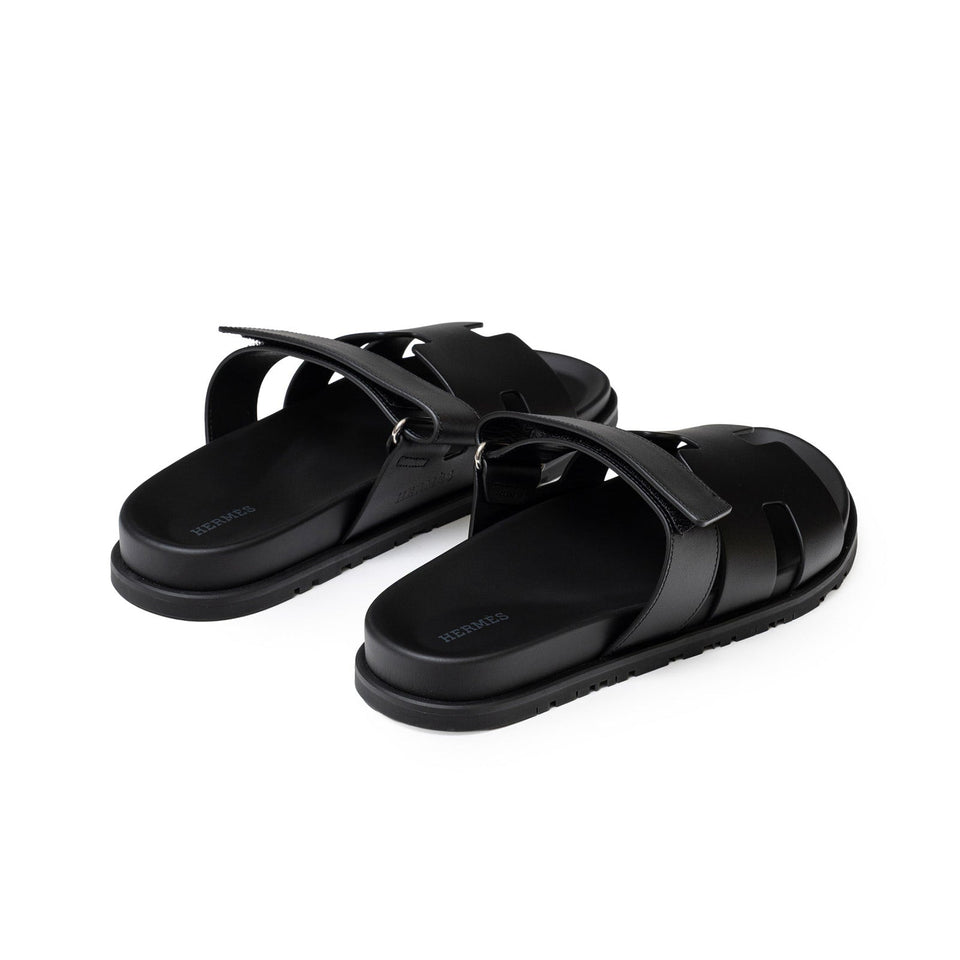Hermes Chypre Sandal Men's Black Calf 40.5