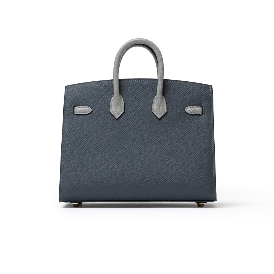 Hermes Sac Faubourg Birkin 20 "Rainy Days" Gris Misty Matte Alligator Permabrass Hardware