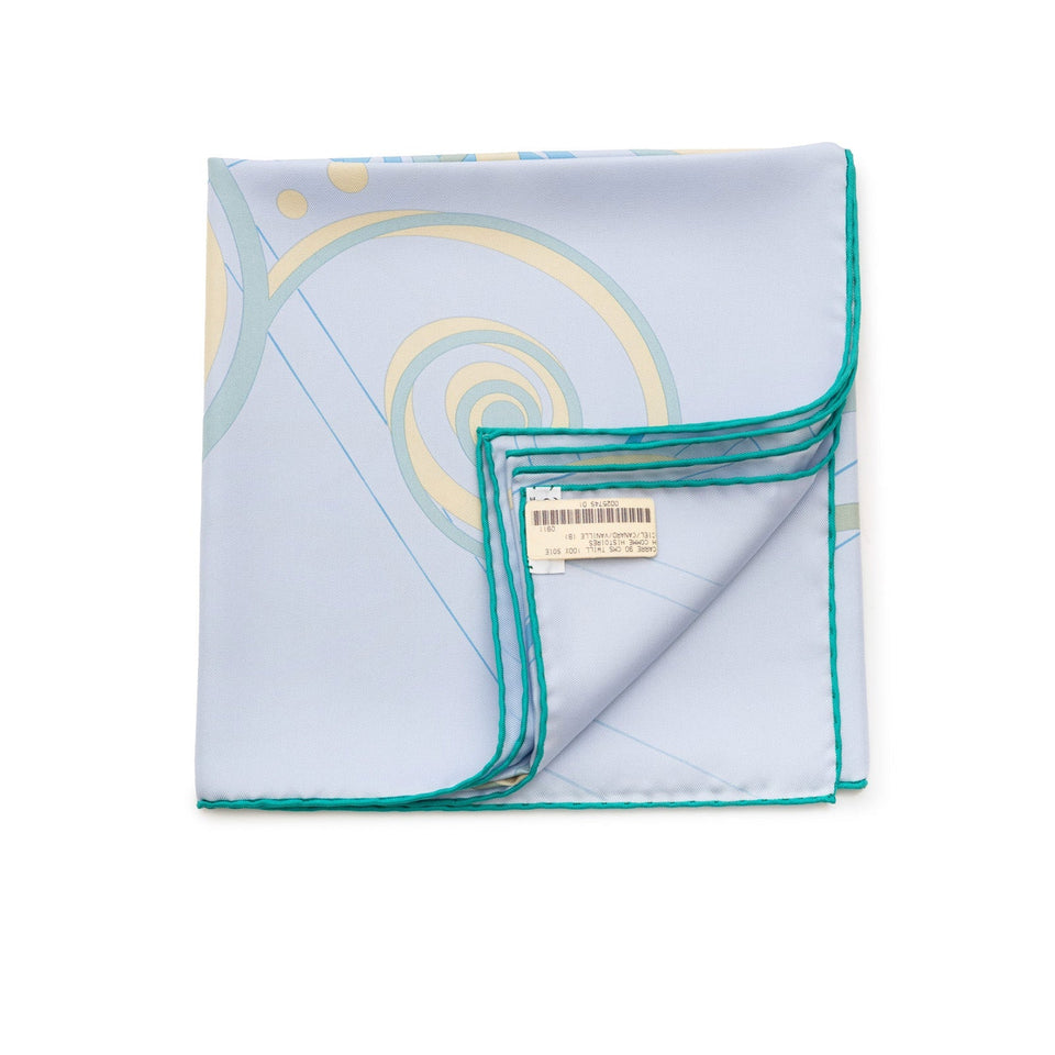 Hermes Carre Scarf 90 H Comme Histoires Ciel/Canard/Vanille