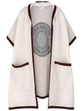 Luxury Burberry Logo Wool Cashmere Cape Ivory