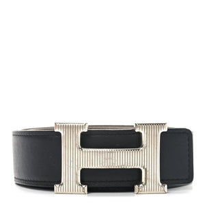 Hermes Epsom Swift 32mm Striee H Belt   90 36 Etoupe Black