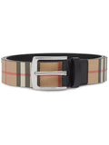 Luxury Burberry Men's Vintage Check Leather Belt Beige