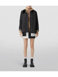 Luxury Burberry Diamond Quilted Thermoregulated Barn Jacket Black