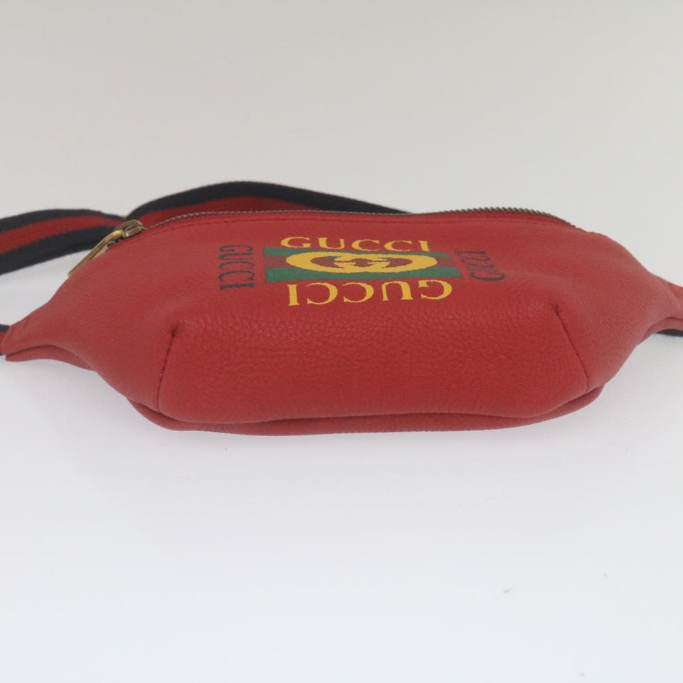 Gucci Sherry Line Waist Bag Leather Red am462b