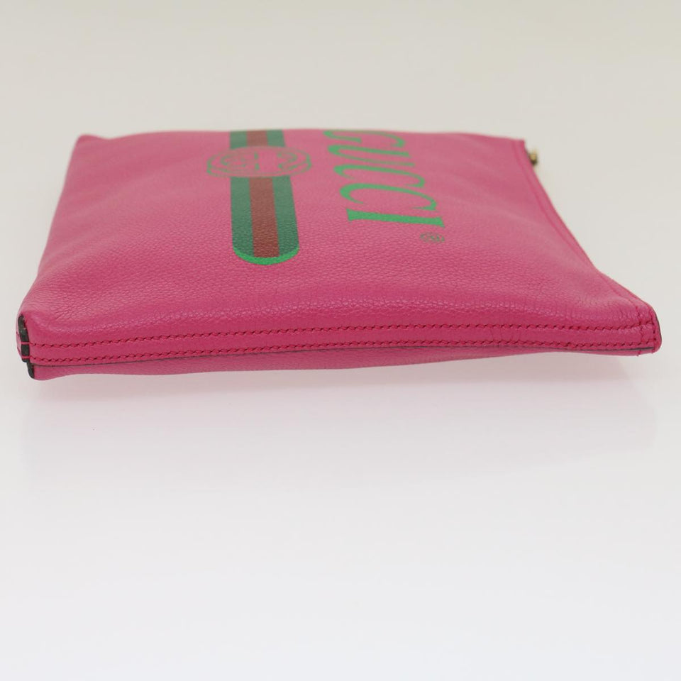 Gucci Web Sherry Line Soho Clutch Bag Leather Pink am481b