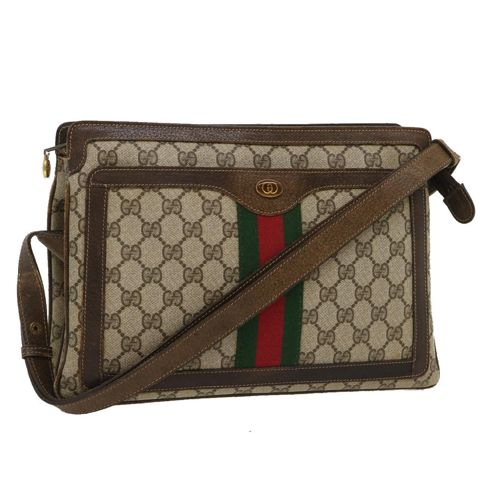 Gucci Web Sherry Line GG Canvas Shoulder Bag Beige Red Green bs1024
