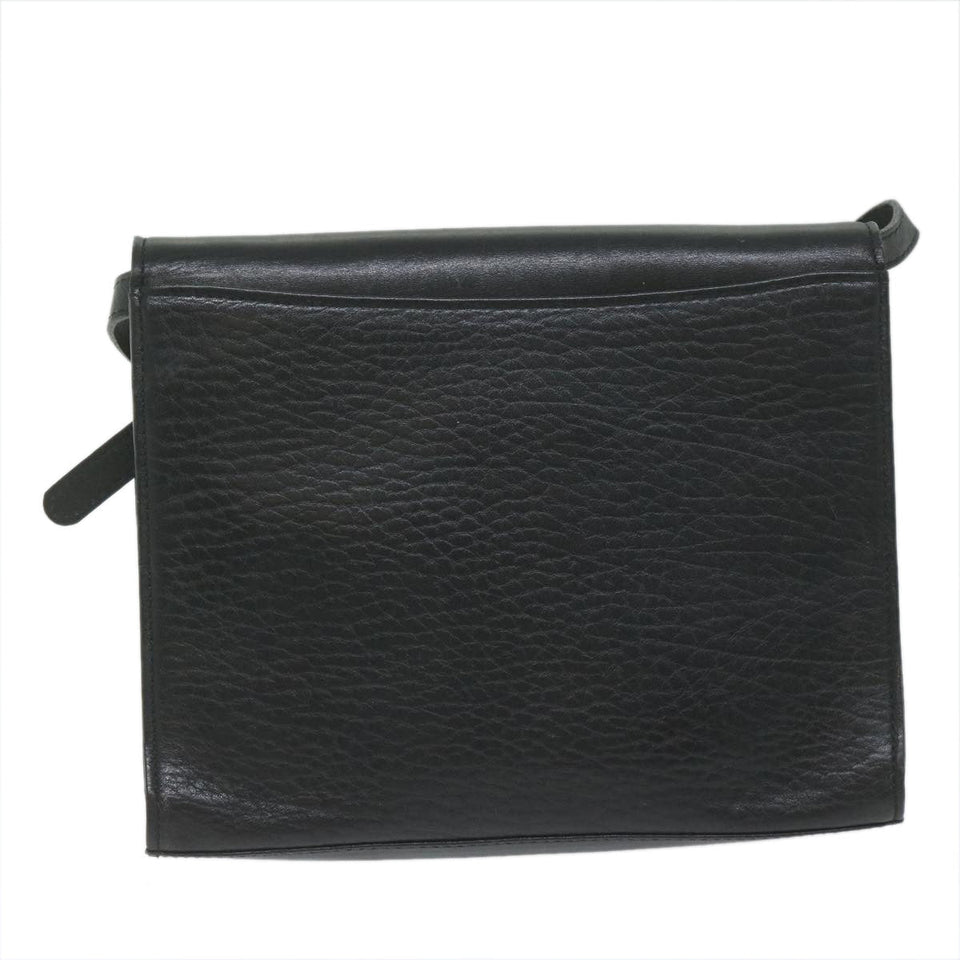 Luxury BurberrySs Shoulder Bag Leather Black Auth bs10626