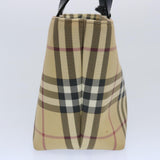 Luxury Burberry Nova Check Hand Bag Coated Canvas Beige Auth bs10942