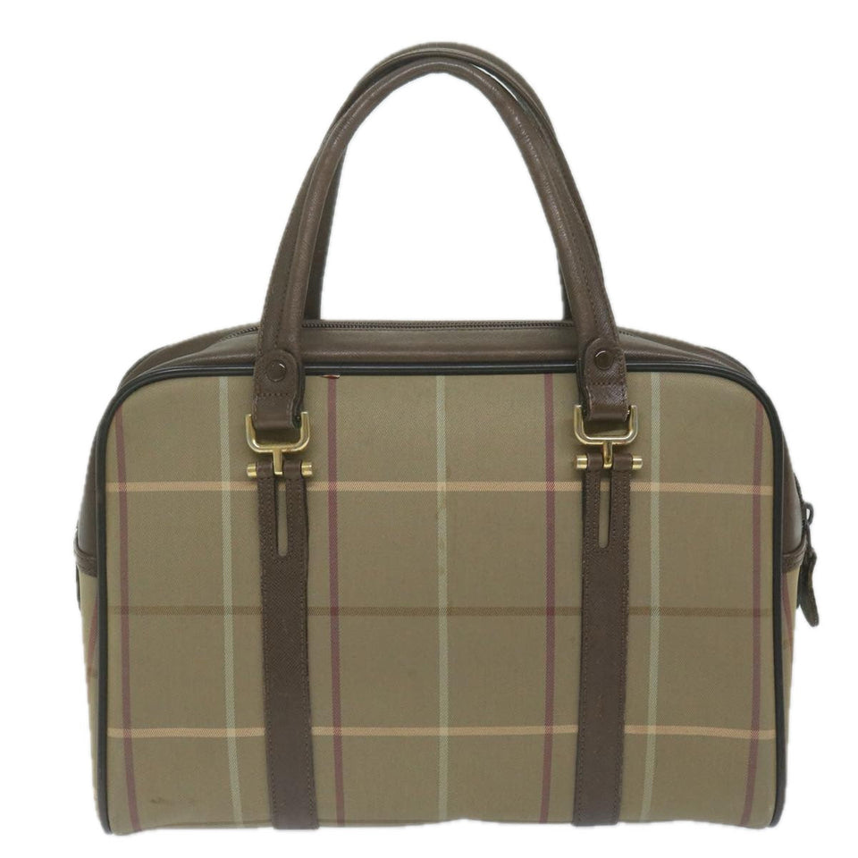 Luxury BurberrySs Nova Check Hand Bag Nylon Canvas Brown Auth bs11220