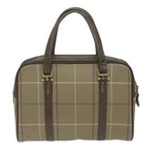 Luxury BurberrySs Nova Check Hand Bag Nylon Canvas Brown Auth bs11220