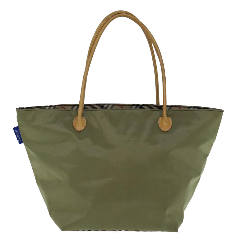 Luxury BurberrySs Blue Label Tote Bag Nylon Khaki Auth bs11303