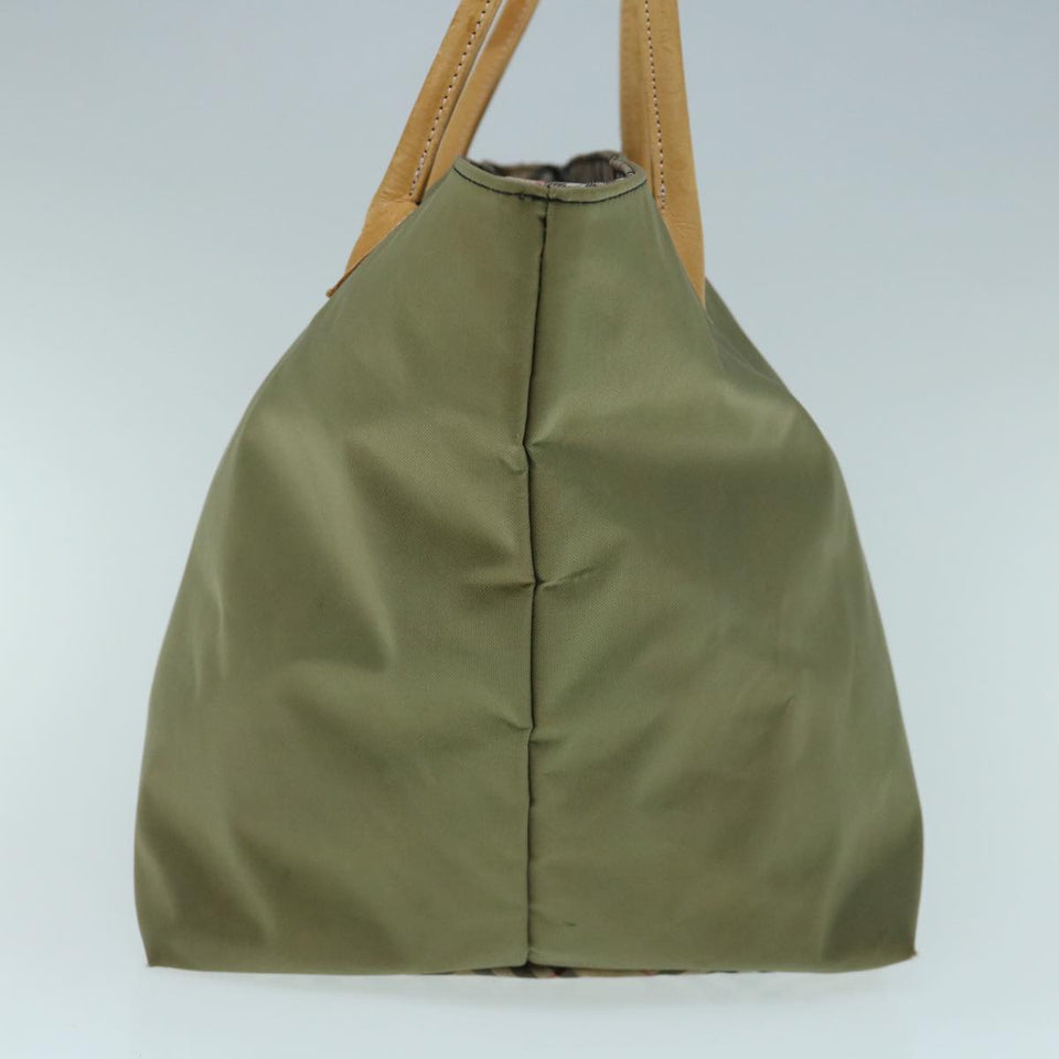 Luxury BurberrySs Blue Label Tote Bag Nylon Khaki Auth bs11303