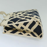 Luxury Burberry Tote Bag Canvas Navy White Auth bs11353