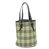 Luxury BurberrySs Nova Check Blue Label Shoulder Bag Nylon Yellow Auth bs11447