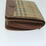 Luxury BurberrySs Nova Check Clutch Bag PVC Leather Beige Auth bs11501