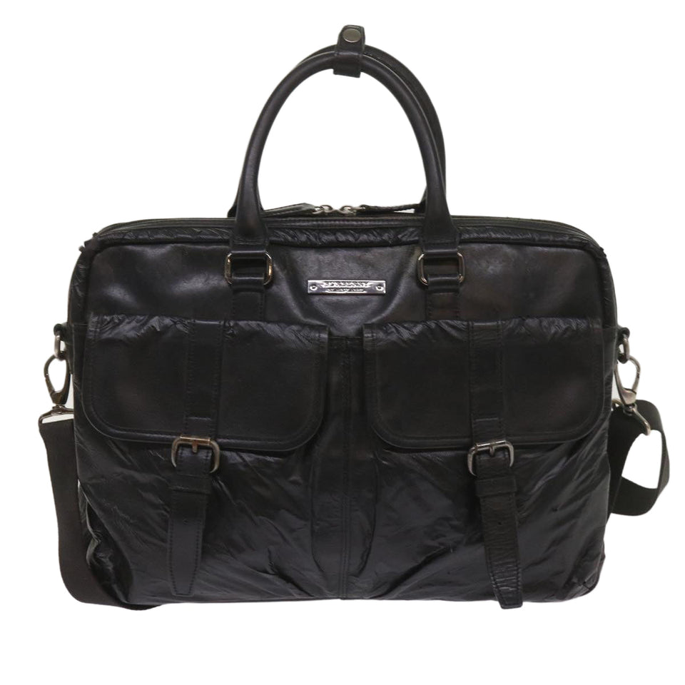 Luxury Burberry Shoulder Bag Leather 2Set Brown Black Auth bs11672