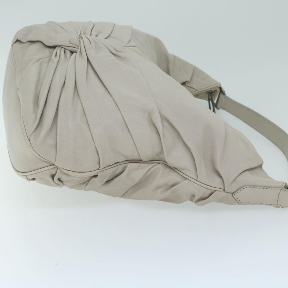 Luxury Burberry Shoulder Bag Leather Beige Auth bs11678