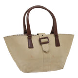 Luxury Burberry Tote Bag Canvas Beige Auth bs11831