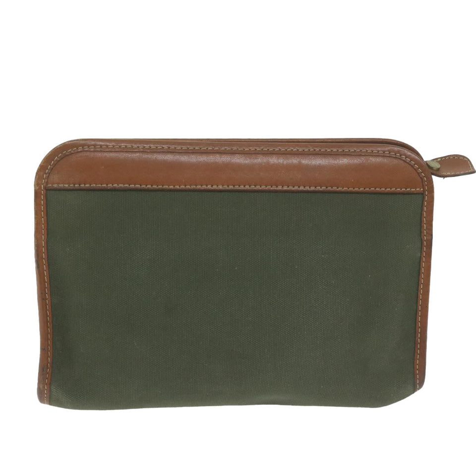 Luxury BurberrySs Clutch Bag Canvas Khaki Auth bs11841