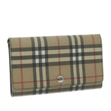 Luxury Burberry Nova Check Long Wallet PVC Leather Beige Auth bs11867