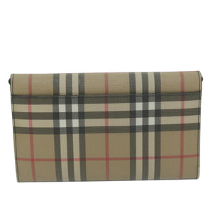 Luxury Burberry Nova Check Long Wallet PVC Leather Beige Auth bs11867