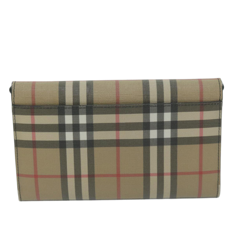 Luxury Burberry Nova Check Long Wallet PVC Leather Beige Auth bs11867