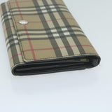 Luxury Burberry Nova Check Long Wallet PVC Leather Beige Auth bs11867