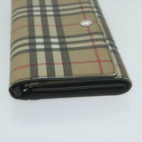 Luxury Burberry Nova Check Long Wallet PVC Leather Beige Auth bs11867