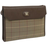 Luxury BurberrySs Nova Check Clutch Bag Canvas Beige Brown Auth bs12002
