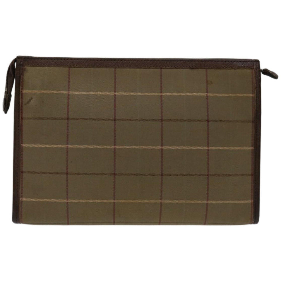 Luxury BurberrySs Nova Check Clutch Bag Canvas Brown Auth bs12054