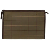 Luxury BurberrySs Nova Check Clutch Bag Canvas Brown Auth bs12054