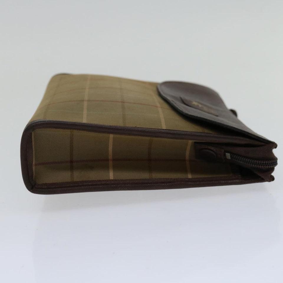 Luxury BurberrySs Nova Check Clutch Bag Canvas Brown Auth bs12054