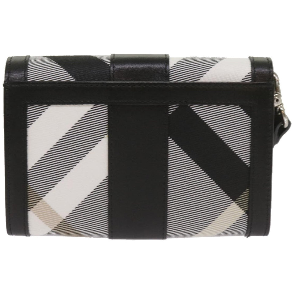 Luxury Burberry Nova Check Wallet Nylon Gray Black Auth bs12103
